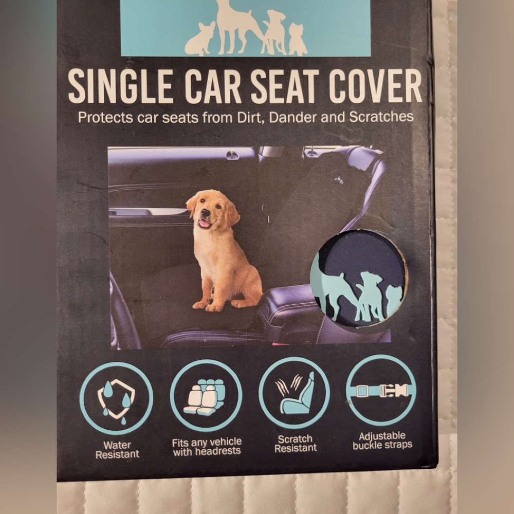 NWT Black Single Car Seat Cover for Dogs‎ Pets Animals Travel Protection Clean